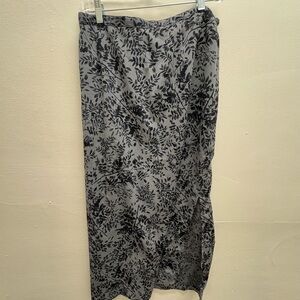 Black and Gray Floral Maxi Skirt